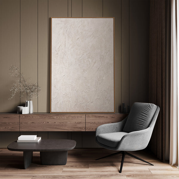 Decoración moderna neutra – Cuadro abstracto beige “El susurro del tiempo”