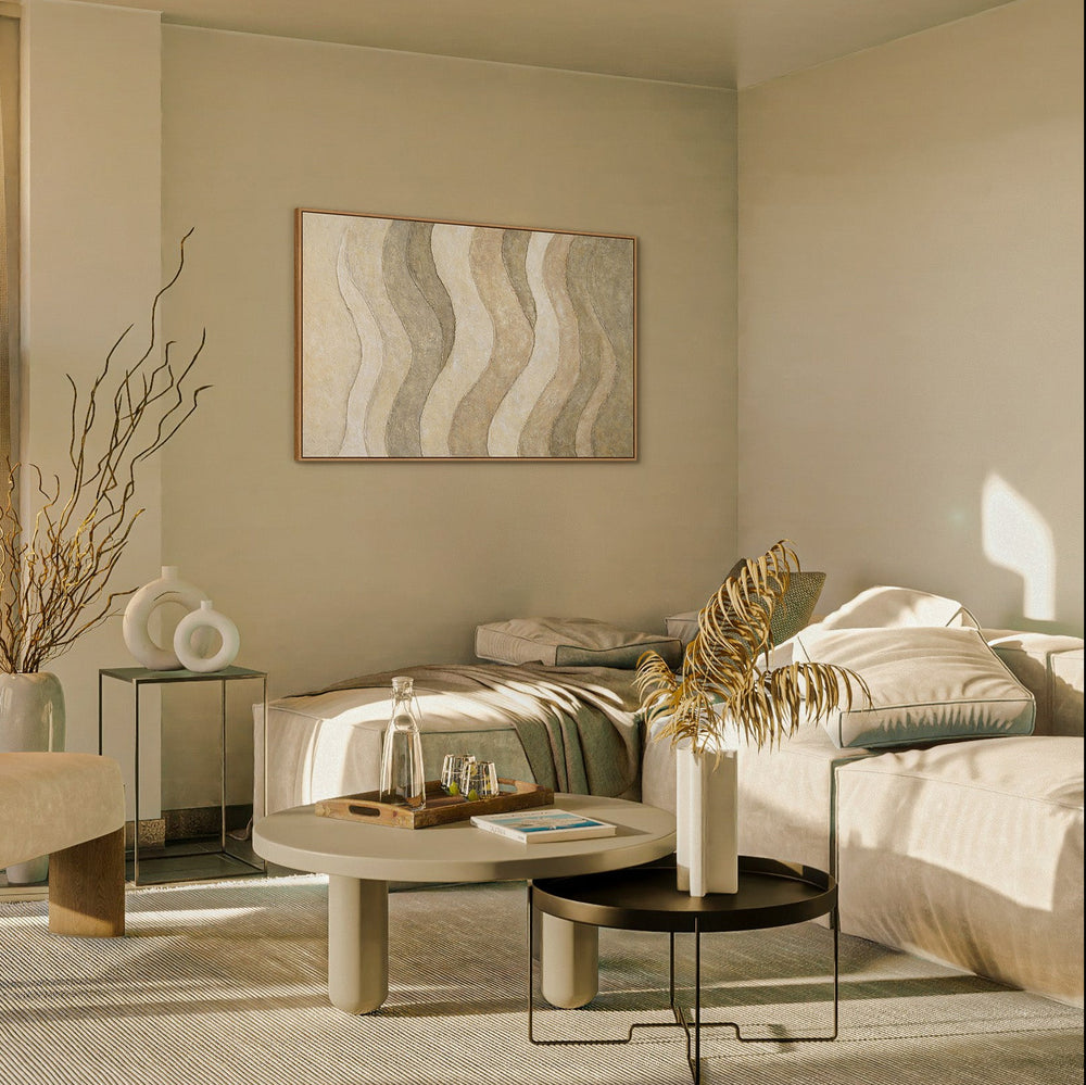 Tonos naturales pintados a mano – Cuadros modernos enmarcados «Sombra y Arena»