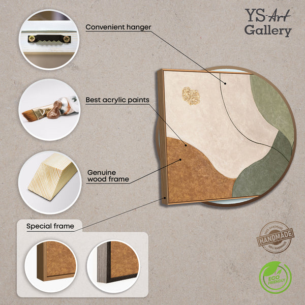 Mural moderno en acrílico pintado a mano en verde y beige “El Susurro de los Valles”