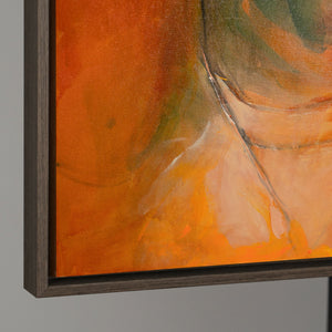 Cuadro abstracto en lienzo pintado a mano en colores naturales con marco «Danza de otoño»