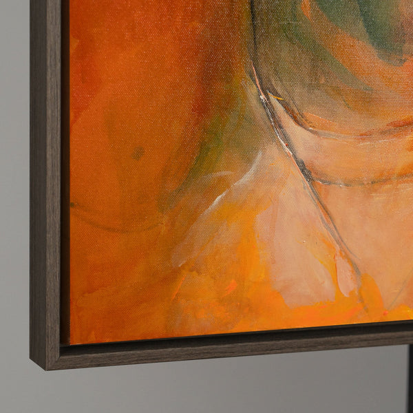 Cuadro abstracto en lienzo pintado a mano en colores naturales con marco «Danza de otoño»