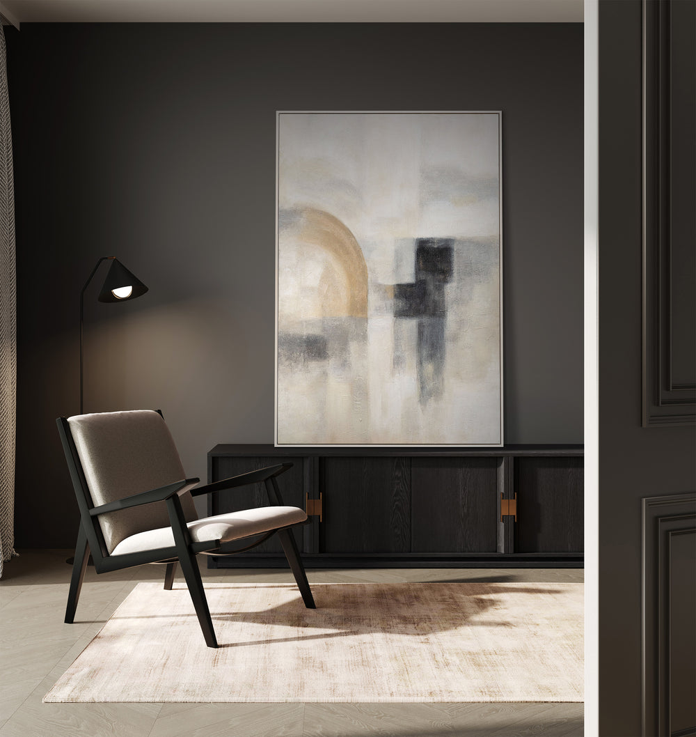 Cuadro pintado a mano «Luz Fantasmal» – Pintura moderna texturizada con marco