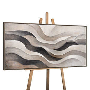 Pintura Abstracta en Lienzo Beige y Gris – Pintura Acrílica con Textura “Olas de Arena”