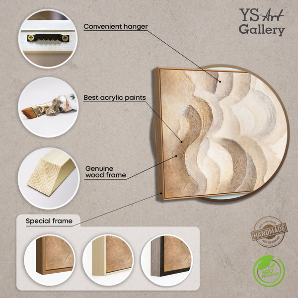 Cuadro moderno en tonos naturales – Arte mural enmarcado y pintado a mano «Capas del Horizonte»