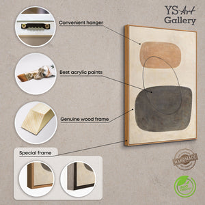 Cuadro moderno en beige y gris con marco – Arte abstracto «Equilibrio de contrastes»