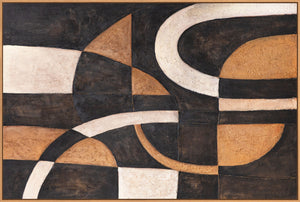 Pintura acrílica abstracta geométrica con marco – Arte mural pintado a mano «Armonía de curvas»