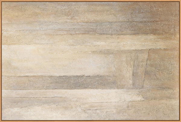 Pintura acrílica abstracta sobre lienzo en gris beige “Verticales del Tiempo”