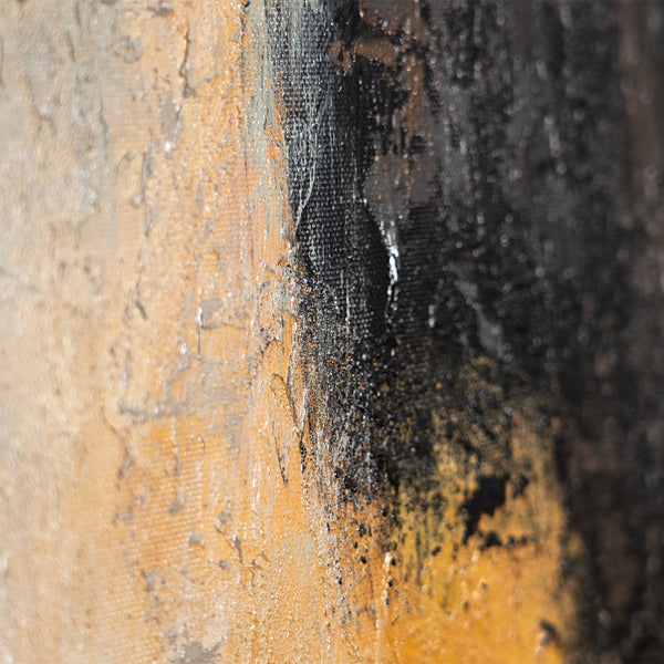 Cuadro acrílico enmarcado “Transiciones de luz” – Arte abstracto para pared en azul y dorado