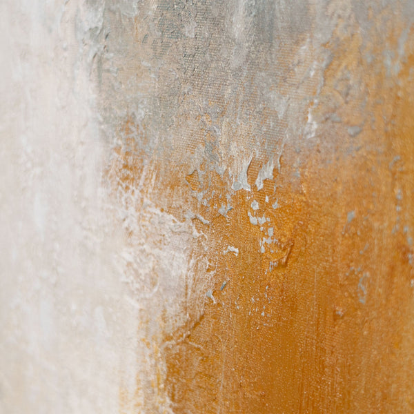 Cuadro acrílico enmarcado “Transiciones de luz” – Arte abstracto para pared en azul y dorado