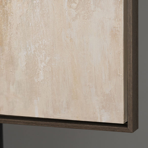 Cuadro acrílico enmarcado “Transiciones de luz” – Arte abstracto para pared en azul y dorado