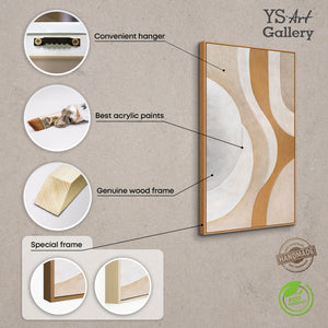 Cuadro acrílico abstracto en tonos cálidos y naturales - Cuadro moderno enmarcado "Flujo de calor"