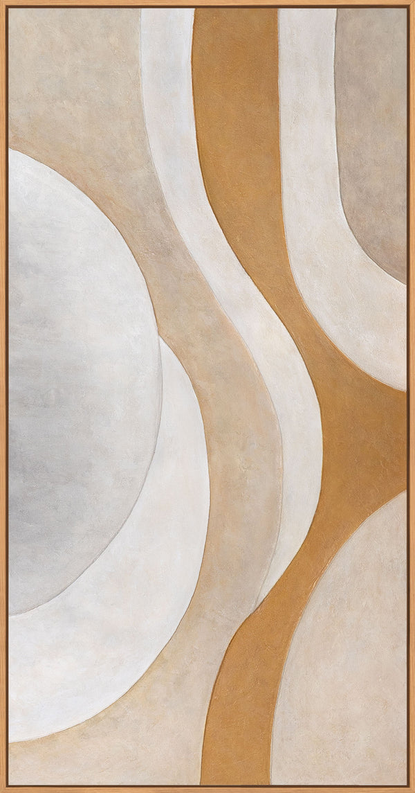 Cuadro acrílico abstracto en tonos cálidos y naturales - Cuadro moderno enmarcado "Flujo de calor"