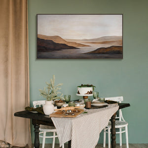 Lienzo moderno enmarcado «Amanecer apacible» – Arte abstracto en tonos tierra