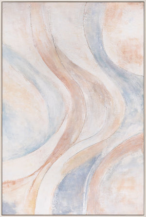 Abstraktes Leinwandbild mit sanfter Bewegung in Beige