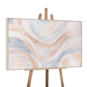Pintura Acrílica Abstracta “Líneas del Viento” – Arte Moderno para la Pared en Beige, Azul y Rosa