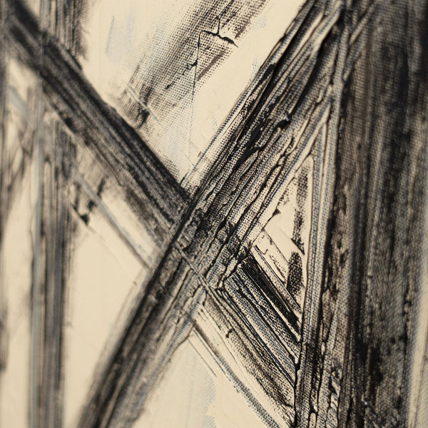 Cuadro pintado a mano sobre lienzo «Paralelos e intersecciones» – Decoración mural abstracta moderna