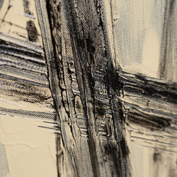 Cuadro pintado a mano sobre lienzo «Paralelos e intersecciones» – Decoración mural abstracta moderna