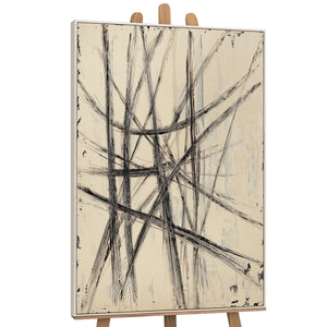 Cuadro pintado a mano sobre lienzo «Paralelos e intersecciones» – Decoración mural abstracta moderna