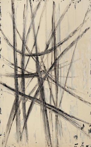 Cuadro pintado a mano sobre lienzo «Paralelos e intersecciones» – Decoración mural abstracta moderna