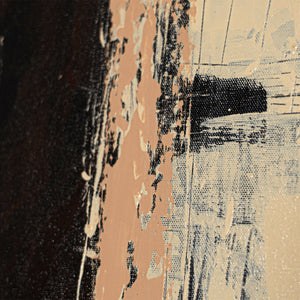 Pintura acrílica abstracta "Silencio en el medio" – Arte abstracto pintado a mano en beige y negro