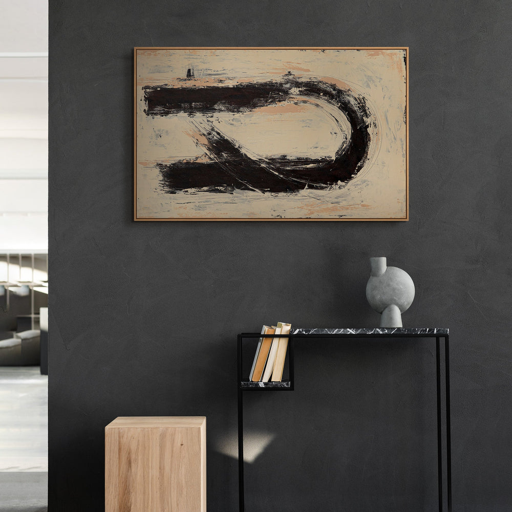 Pintura abstracta estructural con contrastes – Arte en lienzo atemporal «Silencio entre»