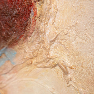 Cuadro acrílico pintado a mano con marco – Arte mural moderno en azul y rojo «Música en color»