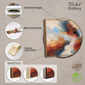 Cuadro acrílico pintado a mano con marco – Arte mural moderno en azul y rojo «Música en color»