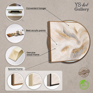 Modernes Struktur Gemälde in Naturtönen – Handgemalte Leinwandkunst mit Rahmen „Strahlende Ströme“