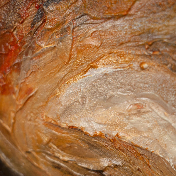 Modernes abstraktes Acrylbild in Braun Gold – Struktur Wandkunst mit Rahmen „Blitz der Ewigkeit“