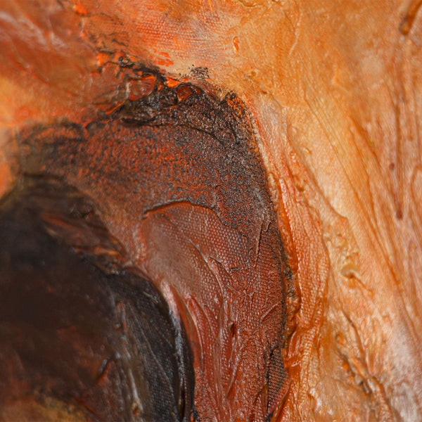 Modernes abstraktes Acrylbild in Braun Gold – Struktur Wandkunst mit Rahmen „Blitz der Ewigkeit“