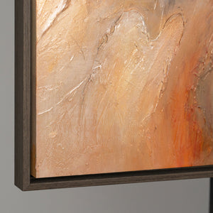 Modernes abstraktes Acrylbild in Braun Gold – Struktur Wandkunst mit Rahmen „Blitz der Ewigkeit“