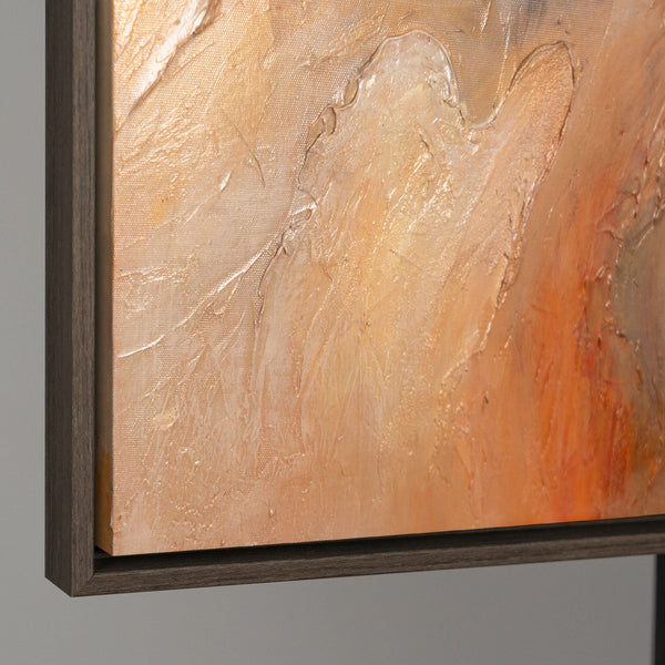 Modernes abstraktes Acrylbild in Braun Gold – Struktur Wandkunst mit Rahmen „Blitz der Ewigkeit“