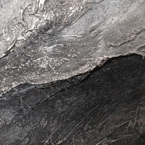 Cuadro acrílico abstracto moderno en gris: arte mural texturizado con marco «Memoria de las Rocas»