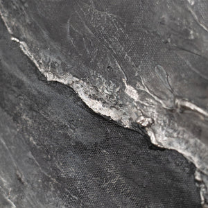 Cuadro acrílico abstracto moderno en gris: arte mural texturizado con marco «Memoria de las Rocas»