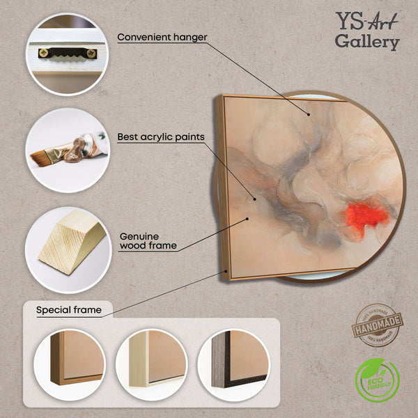 Abstraktes Acrylbild mit rotem Akzent – moderne Wandkunst „Echo der Flammen“