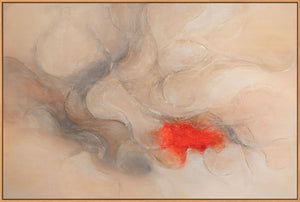 Abstraktes Acrylbild mit rotem Akzent – moderne Wandkunst „Echo der Flammen“