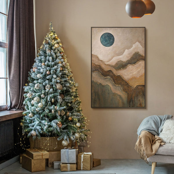 Cuadro pintado a mano sobre lienzo «Sol verde esmeralda» – Arte abstracto con textura