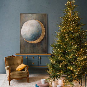 Cuadro pintado a mano "La calidez del universo" – Pintura acrílica moderna con detalles dorados