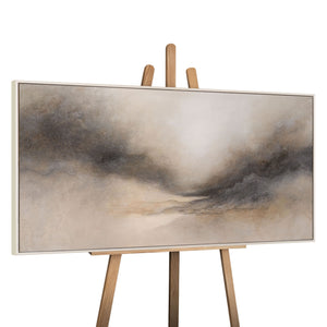 Pintura Acrílica Abstracta “Mañana Nebulosa” – Pintura Elegante en Beige y Gris
