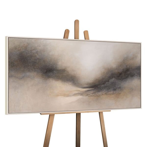 Pintura Acrílica Abstracta “Mañana Nebulosa” – Pintura Elegante en Beige y Gris