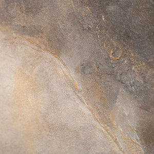 Lienzo enmarcado "Resplandores en las nubes" – Flores abstractas en tonos dorados