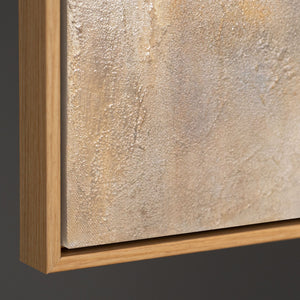 Lienzo enmarcado "Resplandores en las nubes" – Flores abstractas en tonos dorados