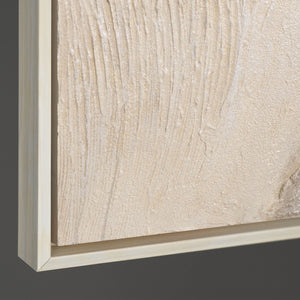 Abstraktes Acrylbild in Beige Grau in Rahmen – Struktur Wandkunst „Spuren der Zeit“