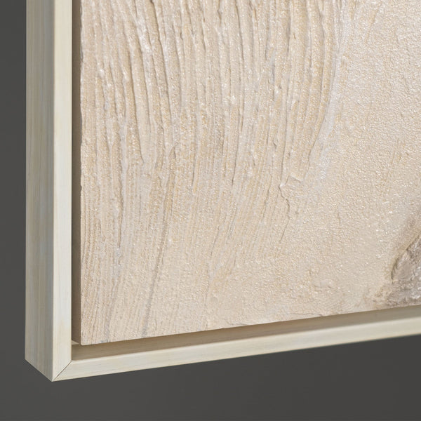 Abstraktes Acrylbild in Beige Grau in Rahmen – Struktur Wandkunst „Spuren der Zeit“