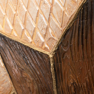 Cuadro abstracto «Geometría del oro» – Arte mural moderno con marco