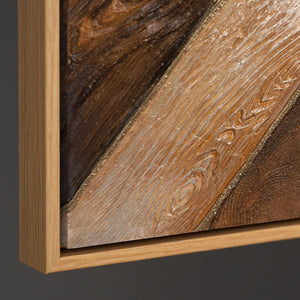 Cuadro abstracto «Geometría del oro» – Arte mural moderno con marco