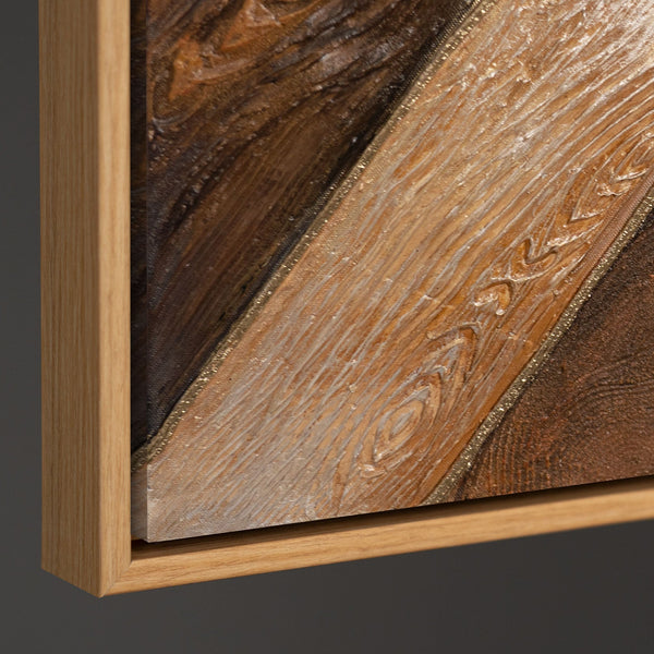 Cuadro abstracto «Geometría del oro» – Arte mural moderno con marco