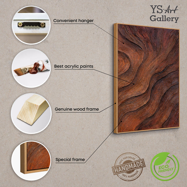 Cuadro abstracto pintado a mano "Aliento del árbol" - pintura acrílica con marco