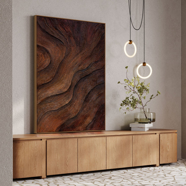 Cuadro abstracto pintado a mano "Aliento del árbol" - pintura acrílica con marco