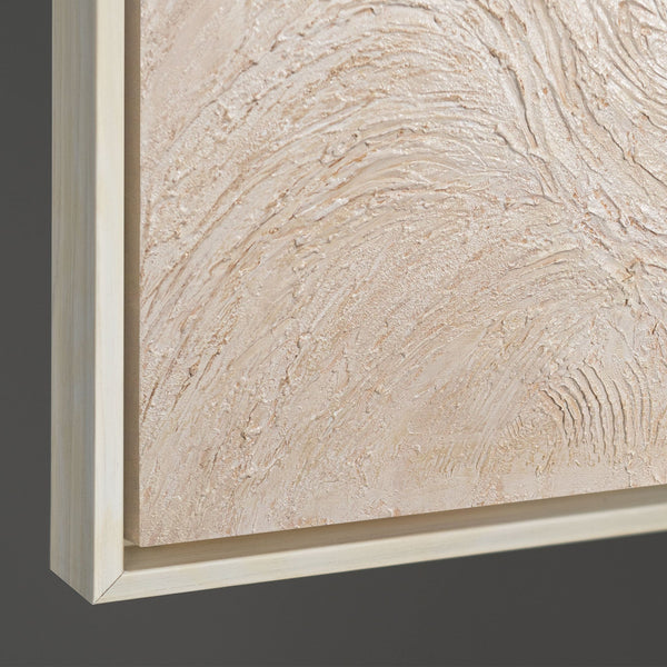 Cuadro enmarcado “Arroyo entre árboles” – Arte abstracto en tonos beige y crema